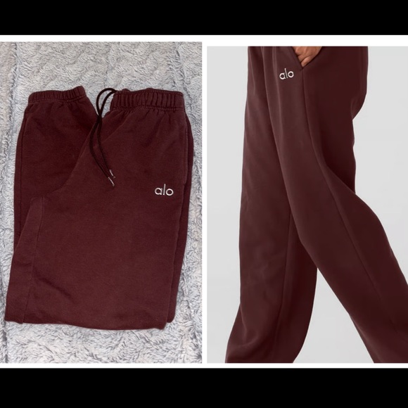 ALO Yoga Pants - ALO Accolade Sweatpant, Cherry Cola, UNISEX, size: S IN GUC.
